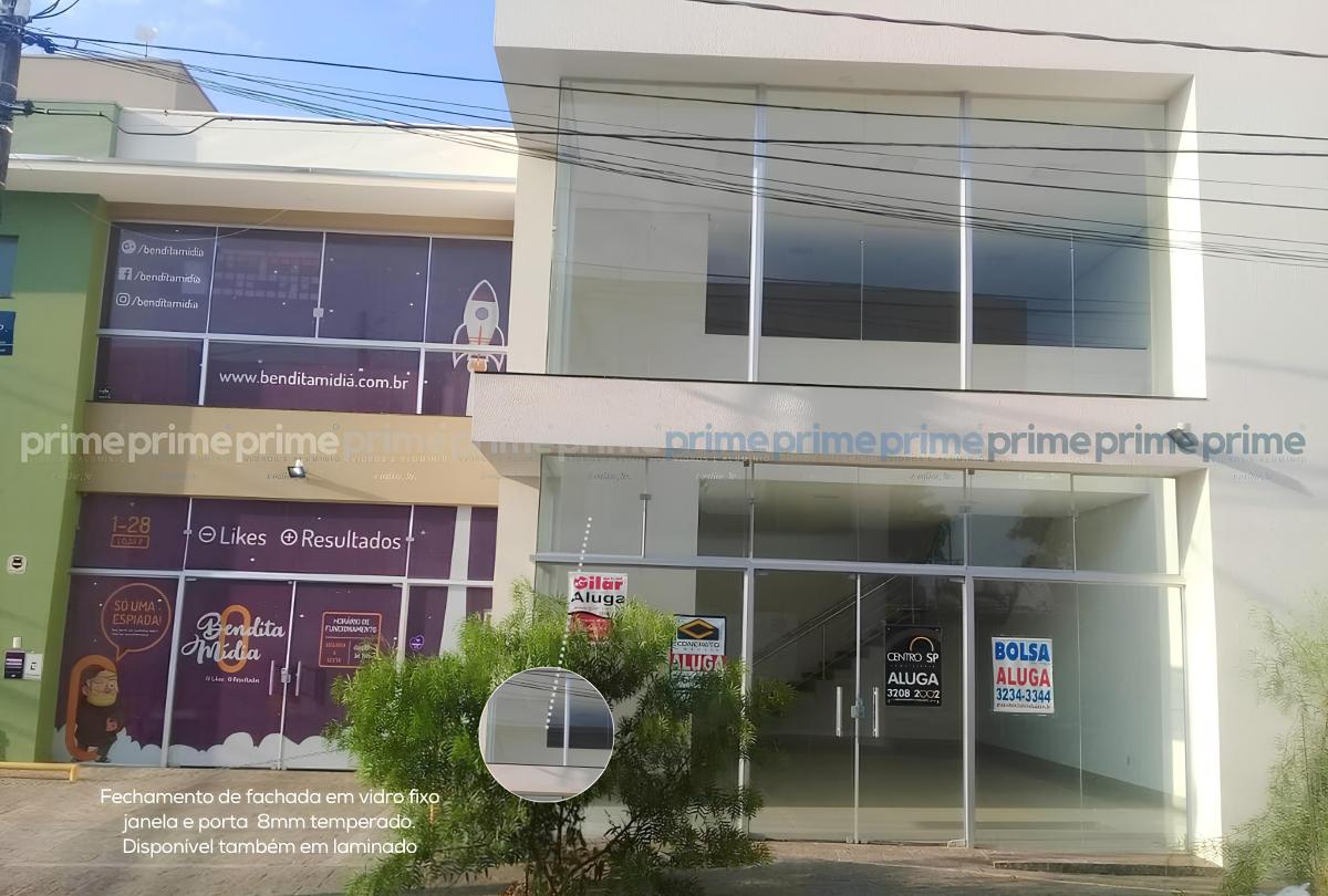 21 - Fechamento de fachada em vidro fixo  janela e porta  8mm temperado. Disponível também em laminado